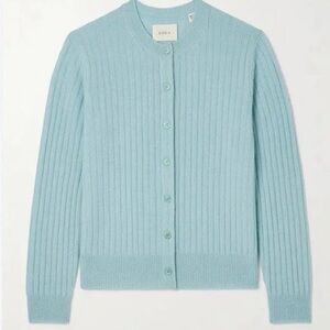 Doen Danae Light Blue Ribbed Cashmere Cardigan